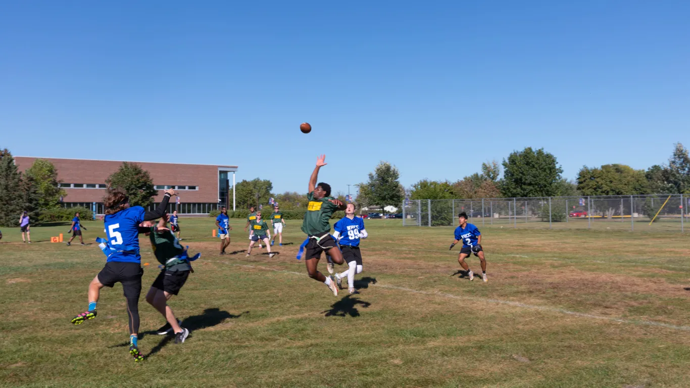 flag football ball hitting