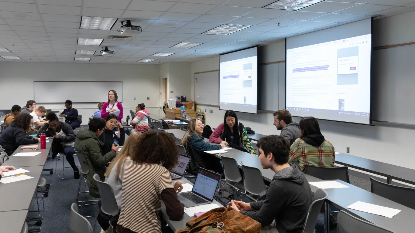 students working in a classroom 