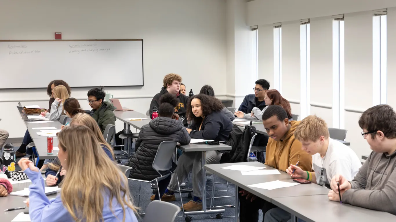 students working in a classroom 