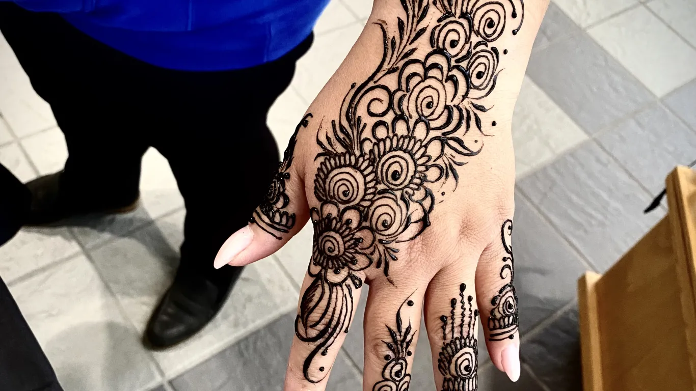 a hand with a henna tattoo