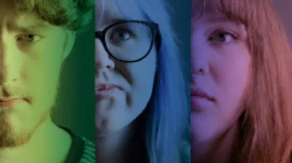 A colorful row of human faces.