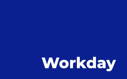 a blue box with the word workday