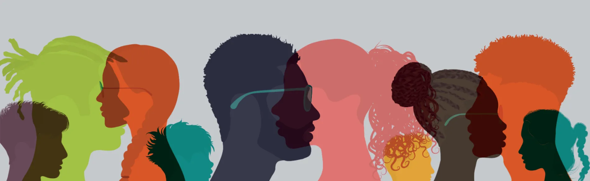 silhouettes of people of different shapes and colors