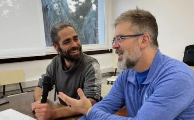 this is a photo of NHCC faculty, Mark Larson, (on the right), meeting with an administrator/employee from University of the Republic Uruguay. Mark visited the university in Montevideo to share Aikido of NHCC’s curriculum, so administrators may integrate it into their university.