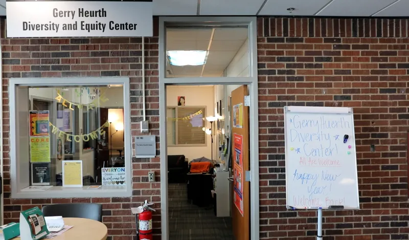 a doorway with a sign that reads Gerry Huerth Center 