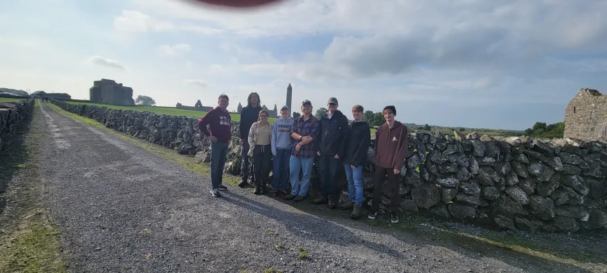 2024 crew at Kilmacduagh Abbey, Co Clare 2024