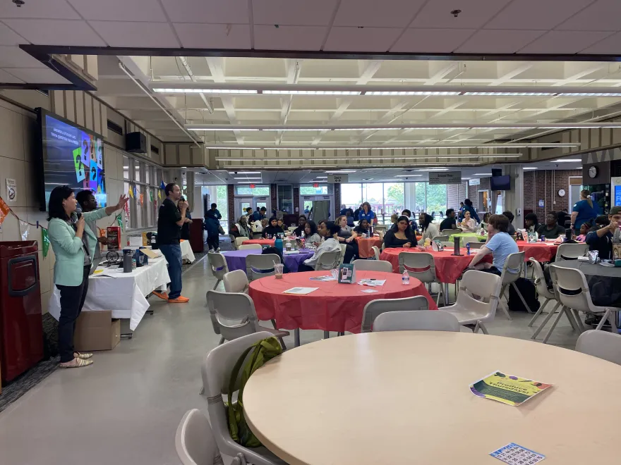 a photo of Student Life leading a game of Bingo in the Campus Center