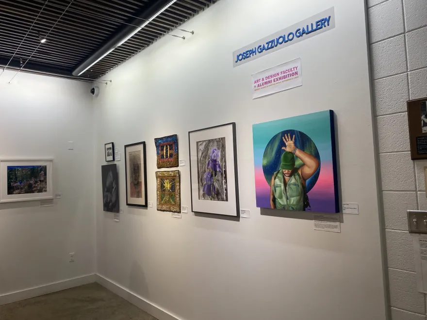 a photo of the NHCC art gallery, for the alumni and design faculty show