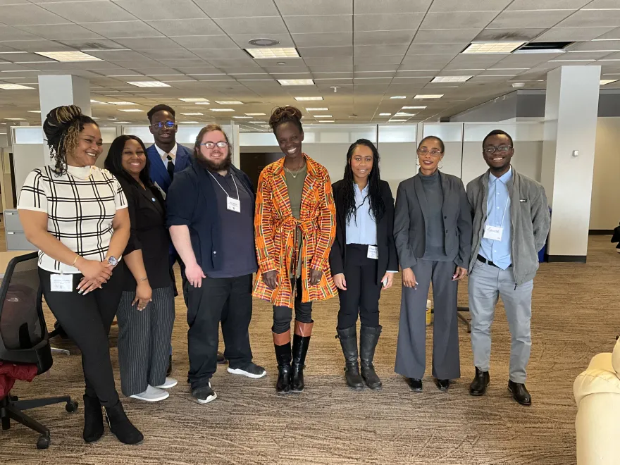 a group photo of NHCC students with Minnesota elected officials and LEAD MN staff at Advocacy Day at the Capitol.  