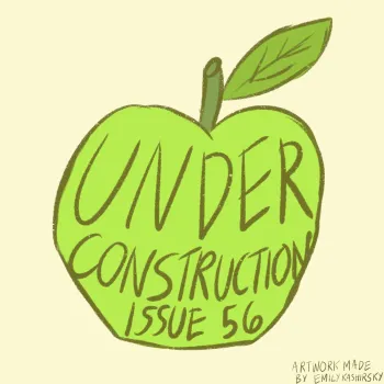 image of a green apple with the words under construction within it